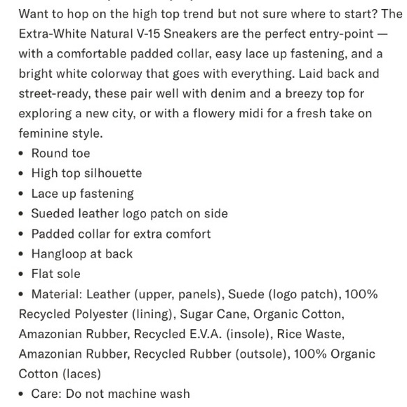 Veja V-15 White Leather High Top Sneakers Size 7 Like New - Picture 14 of 15